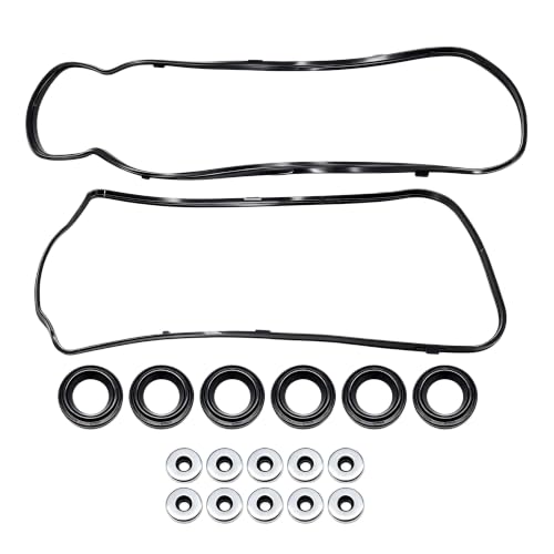 Image of HiSport Engine Valve Cover Gasket Set - Compatible with Acura RDX TL TSX TL MDX ZDX RL Compatible with Honda Odyssey Pilot Ridgeline Accord Crosstour 2008-2017 3.5L 3.7L - Replace VS50773R