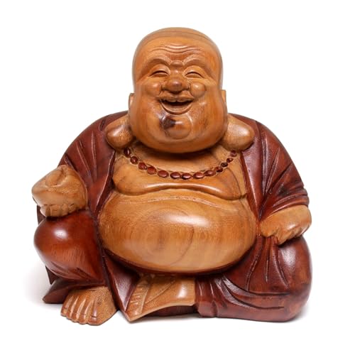 Hand Carved Natural Acacia Wood Buddha Sculpture