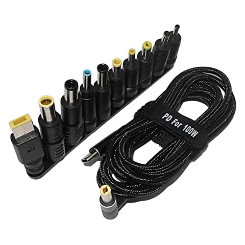 Luejnbogty 100W Type C Laptop Power Adapter Connector Plug USB Type C to Universal Charger Jack Charging Cable Cord for, Black Cover