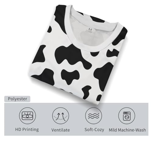 Casual Cow Print T-Shirt Short Sleeve Fun Cow Graphic T-Shirts for Men Women4