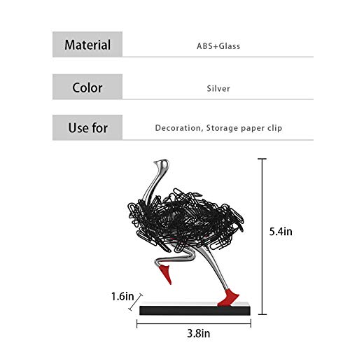 Mocohana Running Ostrich Magnetic Paper Clip Holder Jewelry Storage Dispenser Office Desk Decoration Gift For Friends Silver #TOP5