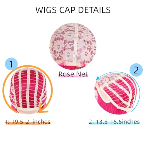 Image of Hot Pink Wigs for Kids Girls Magenta Wig with 2 pigtails Long Straight Pink Wig for Child Halloween Party Anime Cosplay Wigs