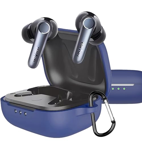AIYYXX Earfun Air pro 4 ケース 対応 エアプロ4 液状シリコン ケース 全面保護 耐衝撃 指紋防止 防震 防塵 落下/紛失防止 開閉式防塵カバー カラビナ付き(ブルー)
