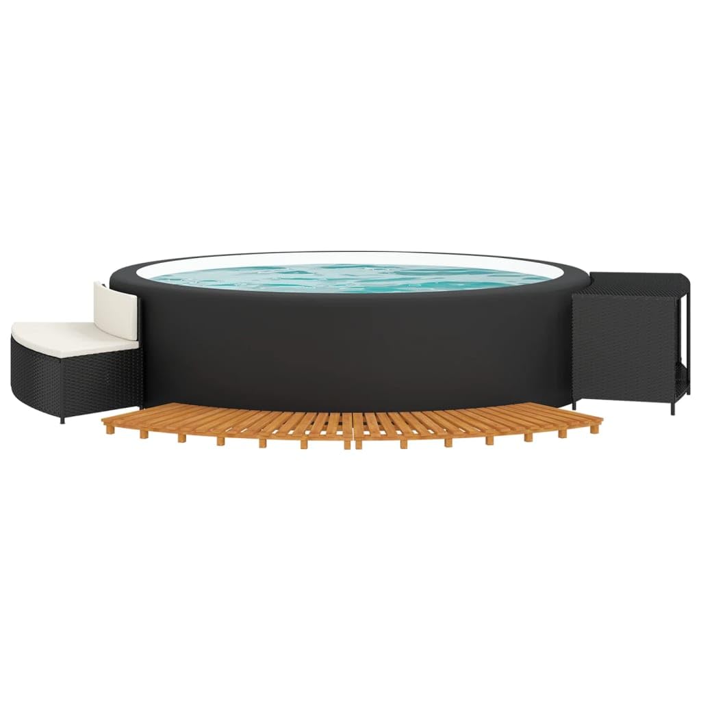 INLIFE Ribete para bañera de hidromasaje de polirratán y madera maciza de acacia, 24,6 kg, 362259