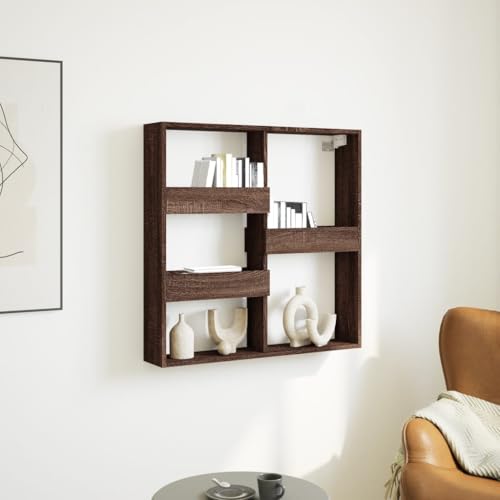 YuuSsea Armario de pared marrón con aspecto de roble, 80 x 15 x 80 cm, material de madera, armario colgante con espacio de almacenamiento para dormitorio, baño, salón