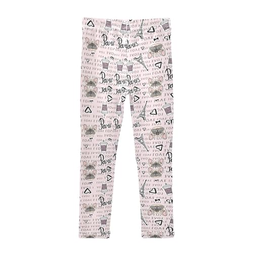 Girls Leggings Cute Puppies Paris Coffee Cup Toddler Girls Clothes Leggings for Girls Toddler Girls Leggings 3-4T2