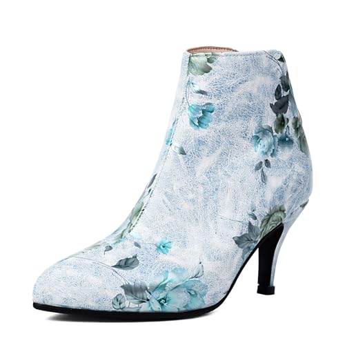 Bottines femme talons hauts bout pointu confortables imprimé 8 cm