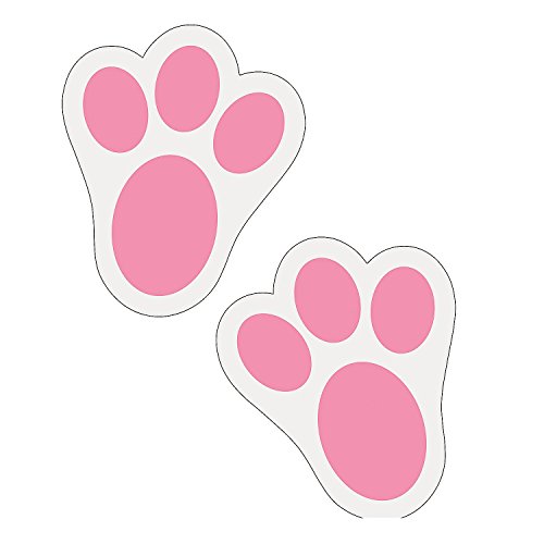 White and Pink Vinyl Easter Bunny Print Floor Clings - (7
