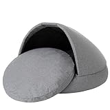 PillowPrim 2 in 1 Hundebett und Hundehaus, Stoffhaus, Katzenhöhle, Hundehütte, Hundekorb, Hundeliege, Schlafplätze, Möbel für Tiere, Graphit, XL: 100x100x62 cm