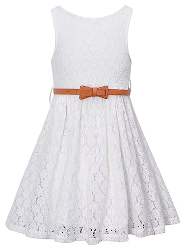 Binpaw Big Girls Dress Sleeveless Vintage Flower Lace Dress For Wedding Party Evening Gown Pageant Gowns, A-White, 8-9 Years =Tag 150 #TOP11