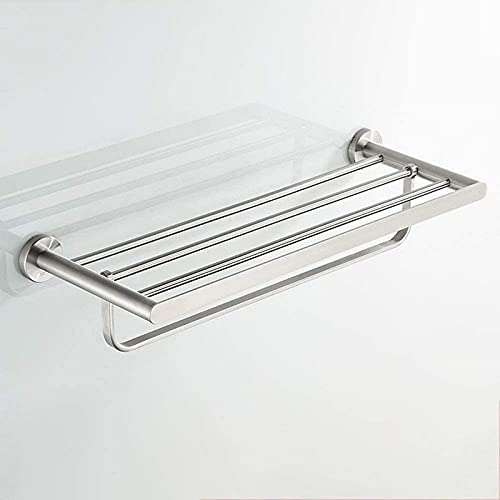 Porte-serviette de salle de bain en acier inoxydable avec base robuste et double rail suspendu