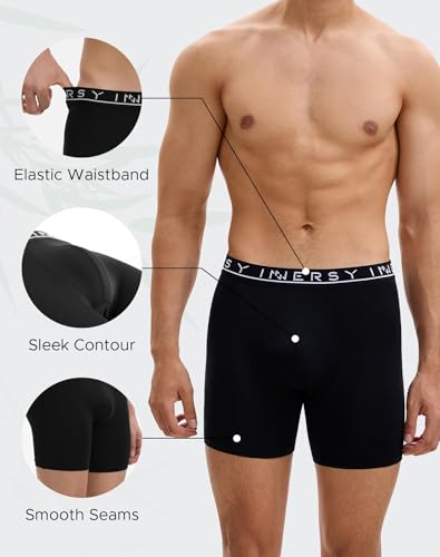 INNERSY Men's Bamboo Viscose Boxer Briefs Breathable Moisture Wicking Underwear 4-Pack2