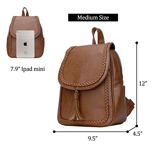Image of KKXIU Fashion Small Synthetic Leather Backpack Purse For Women and Ladies with Tassel