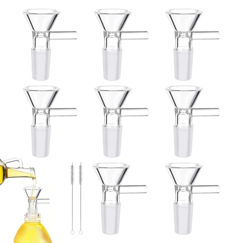 JXAXD Lot de 8 bols à bong en verre et 2 brosses de nettoyage, 14 mm, adaptateur de bol à bong mâle, bols en verre pour bas de ligne à huile et narguilé, faciles à nettoyer et réutilisables
