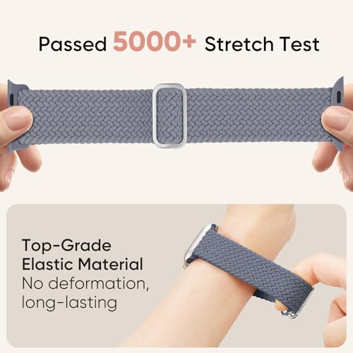 Image of Braided Stretchy Band Compatible with Apple Watch 40mm 41mm 42mm 38mm 44mm 45mm 46mm 49mm Women Men, Breathable Adjustable Nylon Sport Solo Loop Strap for iWatch Series 11 10 9 8 7 6 5 4 3 SE /Ultra 2