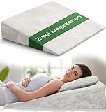Keilkissen für Bett und Couch, Matratzenkeil, Reflux Kissen [mit 2 Liegezonen], Lesekissen zur Schlaferhöhung Rückenkissen als Bettkopfteil, Betterhöher, Rückenstützkissen, Beinkissen oder Venenkissen