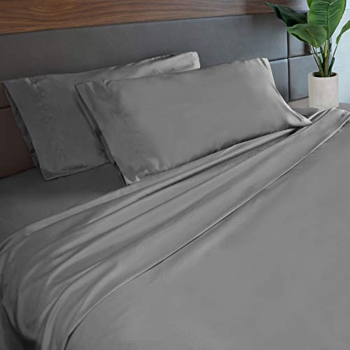 TL Care Home 4-teiliges Bettlaken-Set, ultraweiche Mikrofaser, Queen (dunkelgrau) Cover