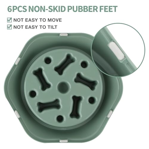 Image of Durable Slow Feeder Bowl for Dogs| Anti-Choke Non-Slip Pet Feeding Base and Easy to Clean| Dish Promotes Healthy Eating| Reduces Bloating and Digestive Issues| Interactive Maze Design (Green)