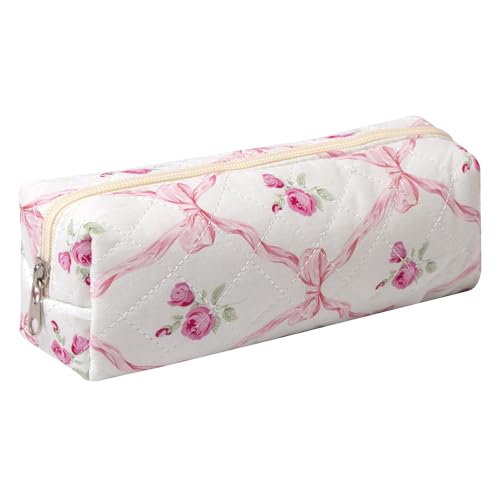 OZAOZ Pencil Case Office College School Storage Bag Pouch Holder Box Organizer Makeup Pouch Cosmetic Bag Aesthetic Cute Pen Case for Girls Boys Kids (Pink butterfly)