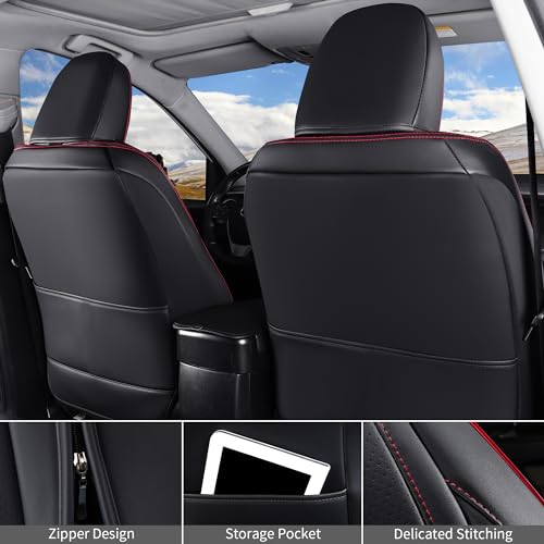 Huidasource Seat Covers for Jeep Gladiator 2020-2025, Custom Fit Waterproof Gladiator Pickup Seat Covers Full Set, Faux Leather Seat Protector for Jeep JT Truck Crew Cab (Black&Red) by Huidasource - Image 2