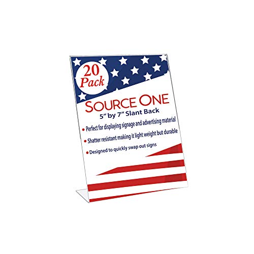 Up To 40% OFF Source One 5 x 7 Sign Holder Slant Back Clear Picture Frames, (Pack of 20)