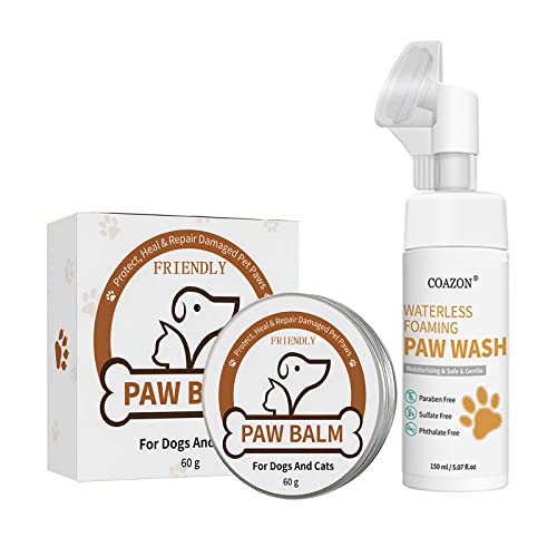 RoseFlower Crema Almohadillas Perros + Limpiador Patas Perro – Efectivo y Seguro – para la Piel y Las Almohadillas de Las Mascotas(60g y 150ml)