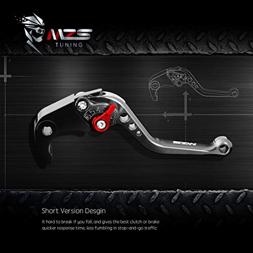 MZS Clutch Brake Levers Short Adjustment Round CNC Black Compatible with FZ07 FZ-07 MT07 MT-07 RM07J 2014 2015 2016 2017 2018 2019 2020