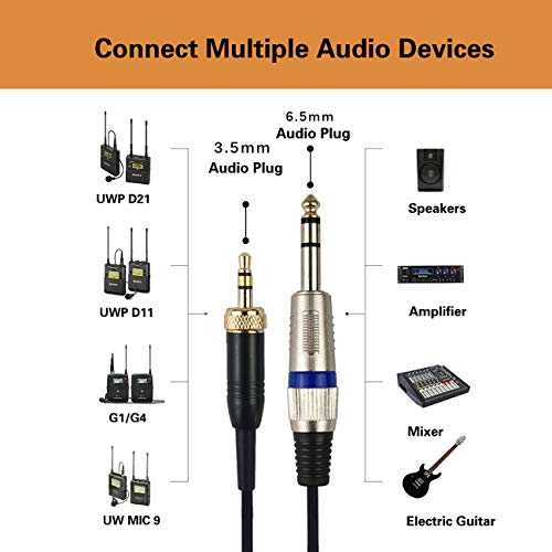 Cable de audio Jack 3.5mm a 6.35mm macho 3 m miniatura 2