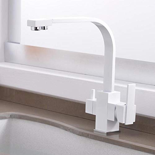 Robinet de cuisine en laiton pur blanc au design rotatif élégant