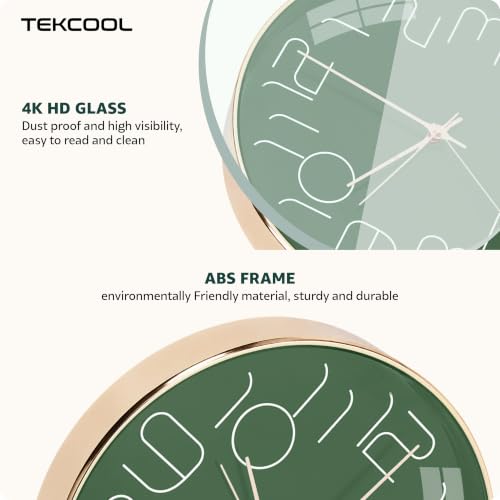 Image of TEKCOOL Plastic Digital Wall Clock 12 inch Silent Quartz Decorative Non-Ticking Classic Clock Battery Operated Round Easy to Read for Room /Home /Kitchen /Bedroom /Office /School-(Mehendi Rosegold)'