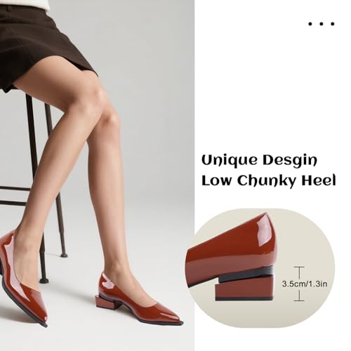 Image of LingxiaUne Dress Shoes for Women, Comfortable Dressy Flats, Womens Chunky Heel Pumps with Arch Support and Pointed Toe