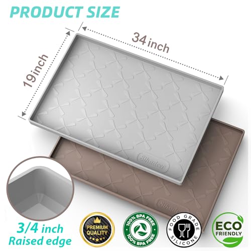 SIKADEER 34" x 19" Under Sink Mat Waterproof, Silicone Mat Kitchen Drawer Shelf and Cabinet Liner, Sink Protector for Kitchen Organizers and Storage, Boot Tray Pet Food Mats