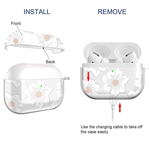 Maxjoy For Airpods Pro Case Cover, Clear Flower Pro Case For Women Men Cute Soft Protective Floral Ipod Pro Case With Keychain Clip For Airpods Pro Charging Case 2019, Transparent #TOP4