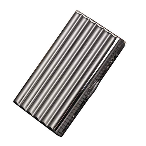 QLIGHA Metall Zigarettenetui für Männer Edelstahl Portable Anti Pressure Zigarettenschachtel,Silver,12sticks Cover