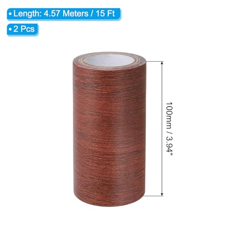 Image of PATIKIL Wood Grain Repair Tape 4 inch x15ft,2 Pcs Self Adhesive Realistic Textured Repair Tape Patch for Floor Door Table Cabinets Desk,Light Wine Mahogany