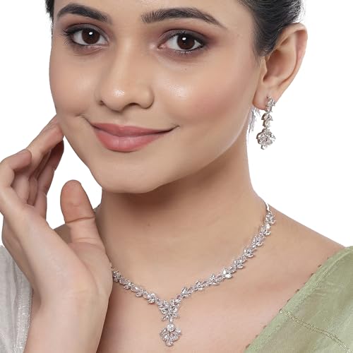 Handcrafted Circle Necklace Set (Silver)