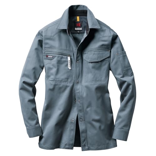 バートル 長袖シャツ 1315 秋冬 防縮 人気 企業 法人 作業 工場 外作業 ワークユニフォーム 仕事 土木 工事 現場 メンズ BURTLE 作業服 作業着《005-1315》(4.ミストブルー 4L)