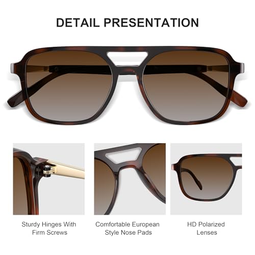Retro Aviator Sunglasses for Women Men:Polarized Trendy Rectangle Womens Mens Shades Sun Glasses4