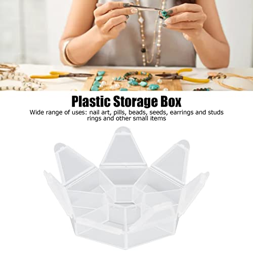 Image of Cyrank 4Pcs Clear Bead Storage Containers, 7 Compartment Round Jewelry Bead Storage Organizer Plastic Jewelry Boxes Display Containers