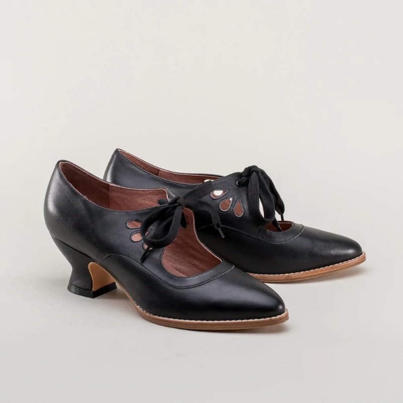 Damen Mary Jane Lace Up Geschlossene Runde Zehe Vintage Heels Gatsby 1950er Pumps 1920er Jahre Viktorianische Retro Schuhe Elegant Und Bequem Tanzschuhe