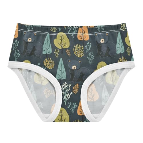 ZZKKO Cute Bear and Forest Tree Girls Underwear Toddler Panties for Girls Comfort Brief Size 2T-8Y