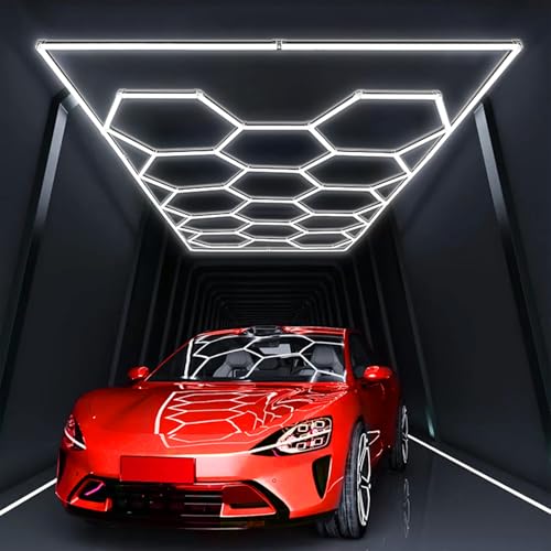Jatwefiv Luci esagonali LED Garage 6500K luci a Nido d'Ape LED del Tetto 14 Luce Nido d'Ape per Garage Illuminazione dell'autolavaggio Cantina Magazzino Salone,A