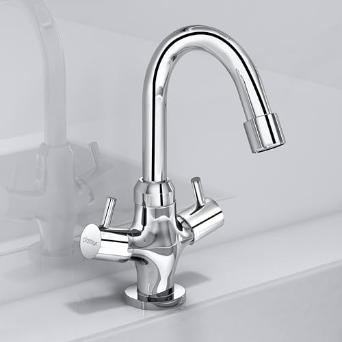 Image of Plantex Pure Brass Basin Sink Mixer Tap Hot and Cold /Mixer Tap for Bathroom /Wash Basin Tap with Teflon Tape -7 Year Warranty By Plantex (ICO-909-Chrome)