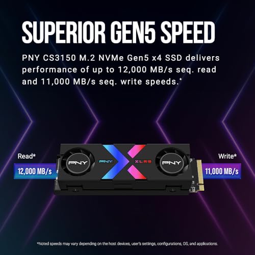 Image of PNY CS3150 XLR8 Gaming Epic-X RGB 2TB PCIe Gen5 x4 NVMe M.2 SSD with RGB Heatsink - Microsoft DirectStorage Compatible - up to 12,000 MB /s Read - M280CS3150XHS-2TB-RB