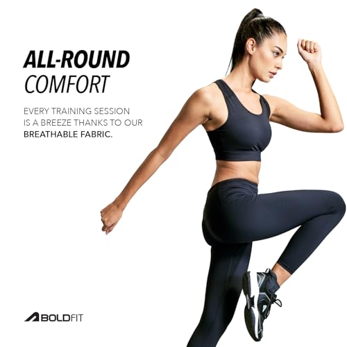 Image of Boldfit Limitless NYLOFLEX Mid Rise Tights Gym Pants for Women Workout Breathable Tights for Woman Workout Activewear Leggings for Women Ankle Length Stretchable Pants for Woman Gym Lower