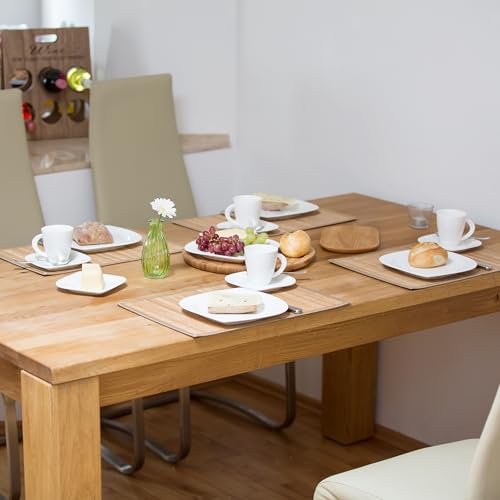 Relaxdays Tischset, 4er Set, Bambus, Stoffrand, rutschhemmend, 45x30 cm, Teller, Esstisch, eckiges Platzset, Natur