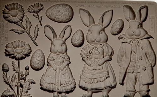 Prima Marketing inc Redesign with Prima Decor Moulds - Springtime Bunny - 1 pc 5x8x8mm Silicone 655350675967 for Funiture Dresser Chocolate Cake Candy Bakery Soap Polymer Clay earthen Clay
