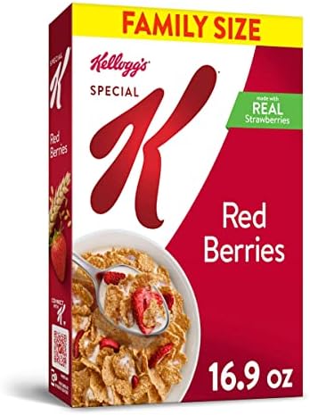 Kellogg’s Special K Breakfast Cereal, 11 Vitamins and Minerals, Made with Real Strawberries, Family Size, Red Berries, 16.9oz Box (1 Box)