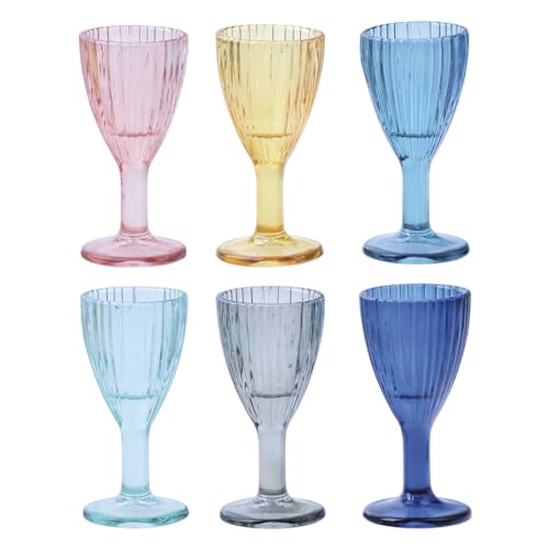 BRANDANI Plissè Set 6 Pezzi Calice Shot Liquorino 50ml Vetro Colorati