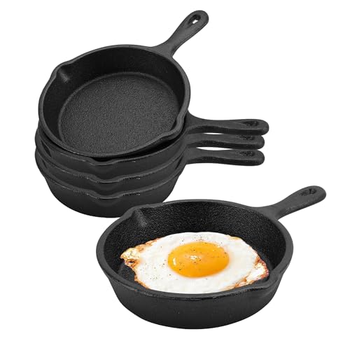 KEJJNYER 4 Pack Black Cast Iron Skillet 6 Inch Nonstick
